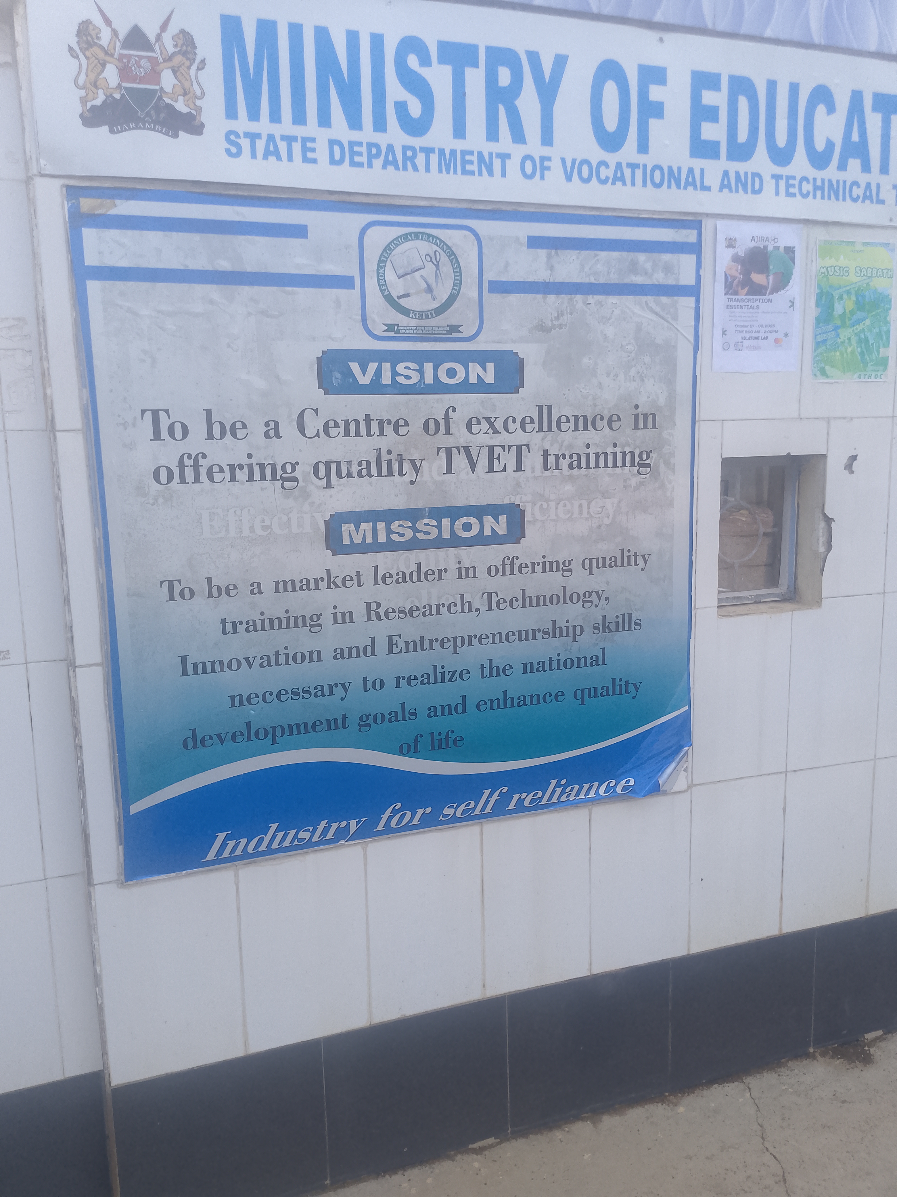 The images describe the VISSION and mission of a certain school within Kenya.